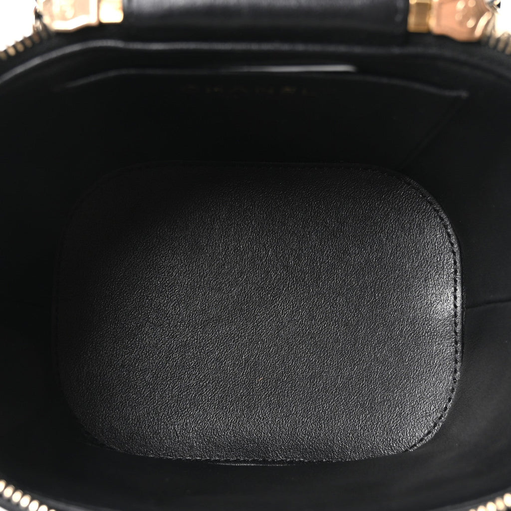Lambskin Quilted Trendy Vanity Case Black