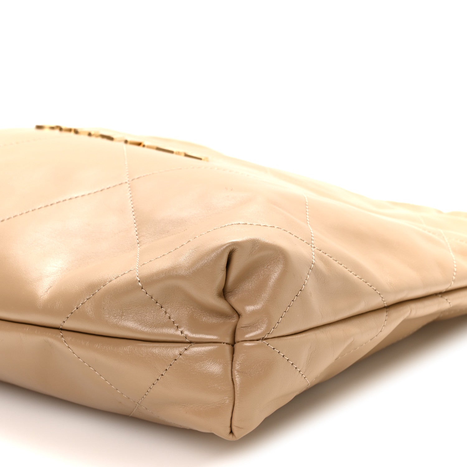 Shiny Calfskin Quilted Small Chanel 22 Beige