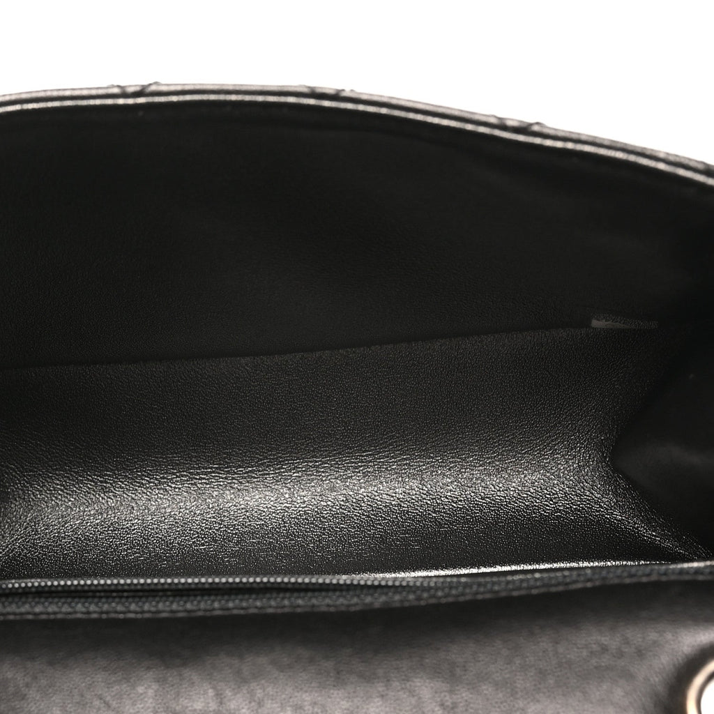 Metallic Sheepskin Quilted 2.55 Reissue Mini Flap Dark Silver
