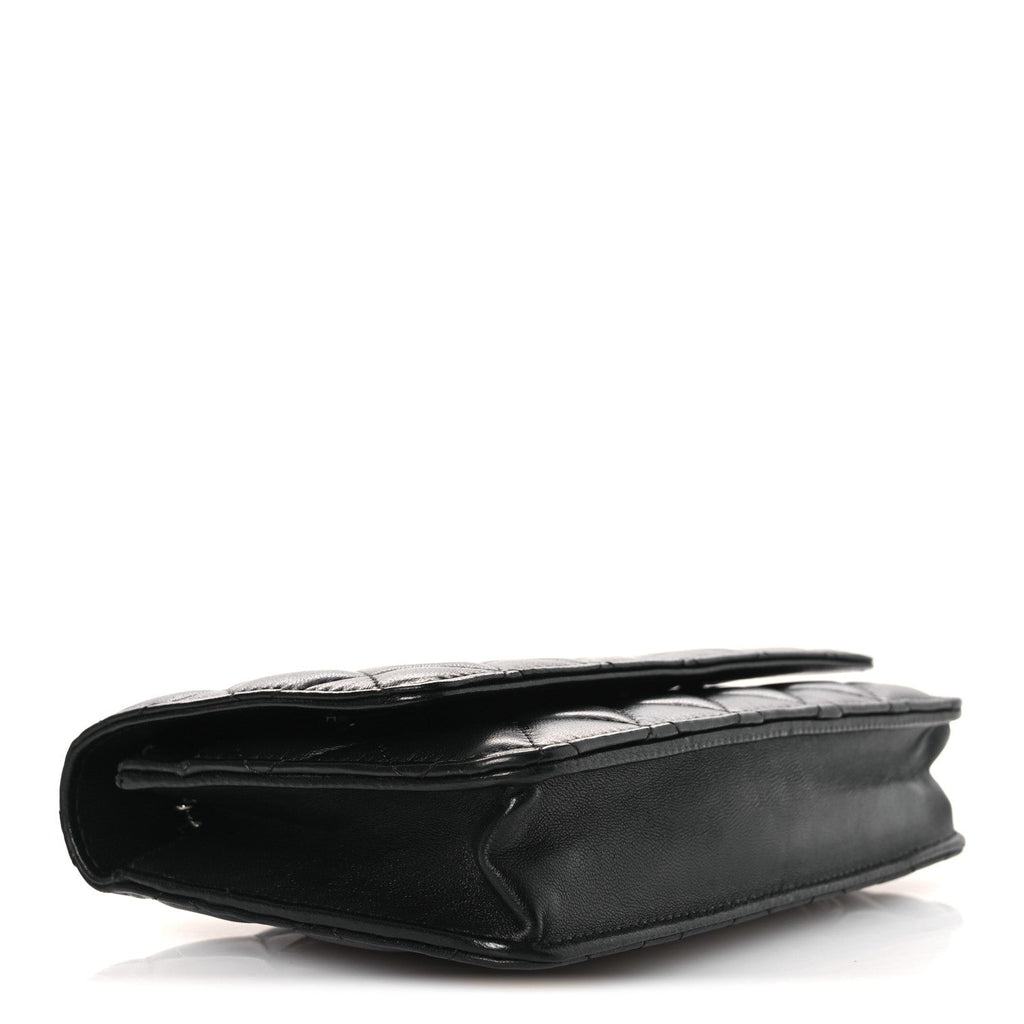 Lambskin Quilted Wallet On Chain WOC Black