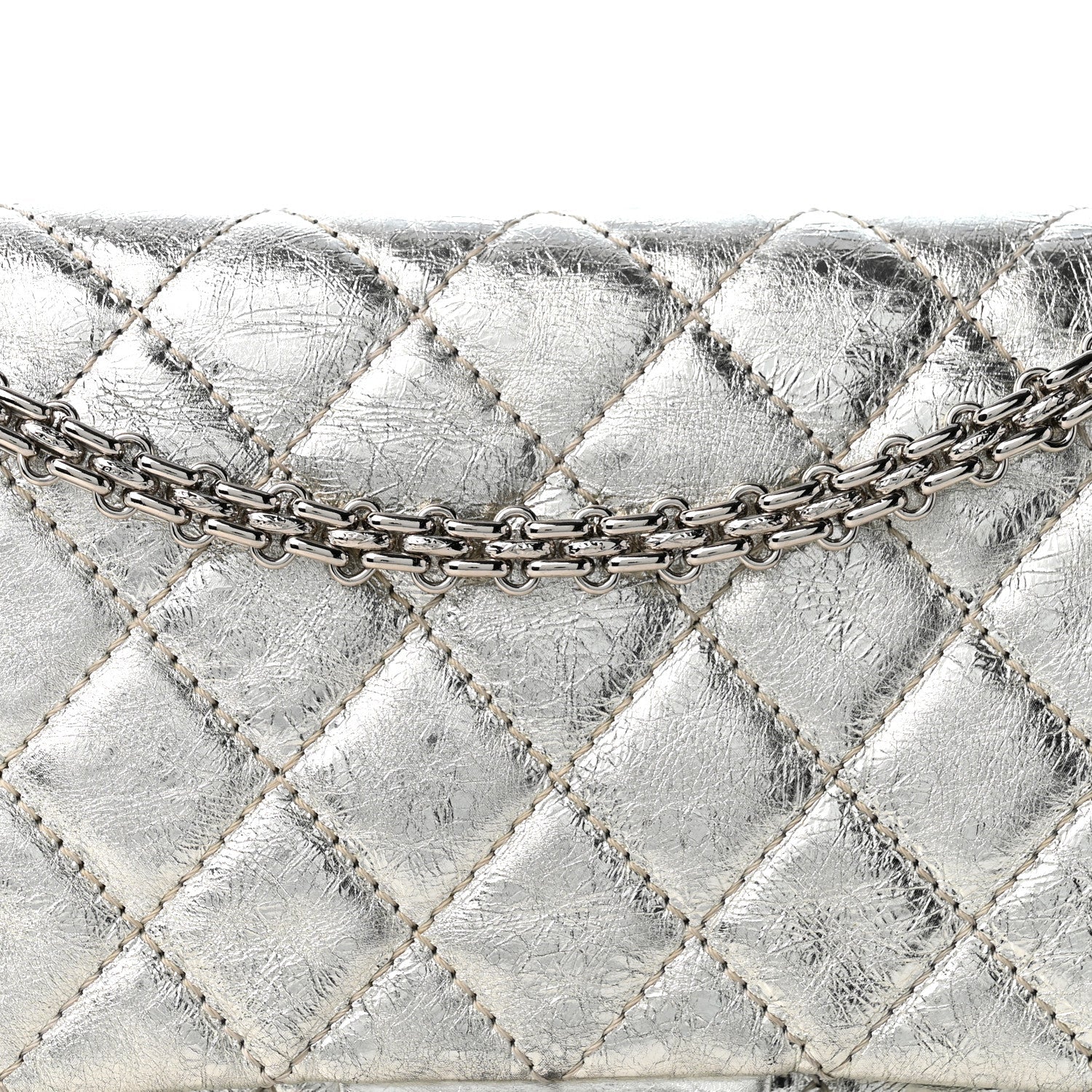 Metallic Aged Calfskin Quilted 2.55 Reissue 226 Flap Silver