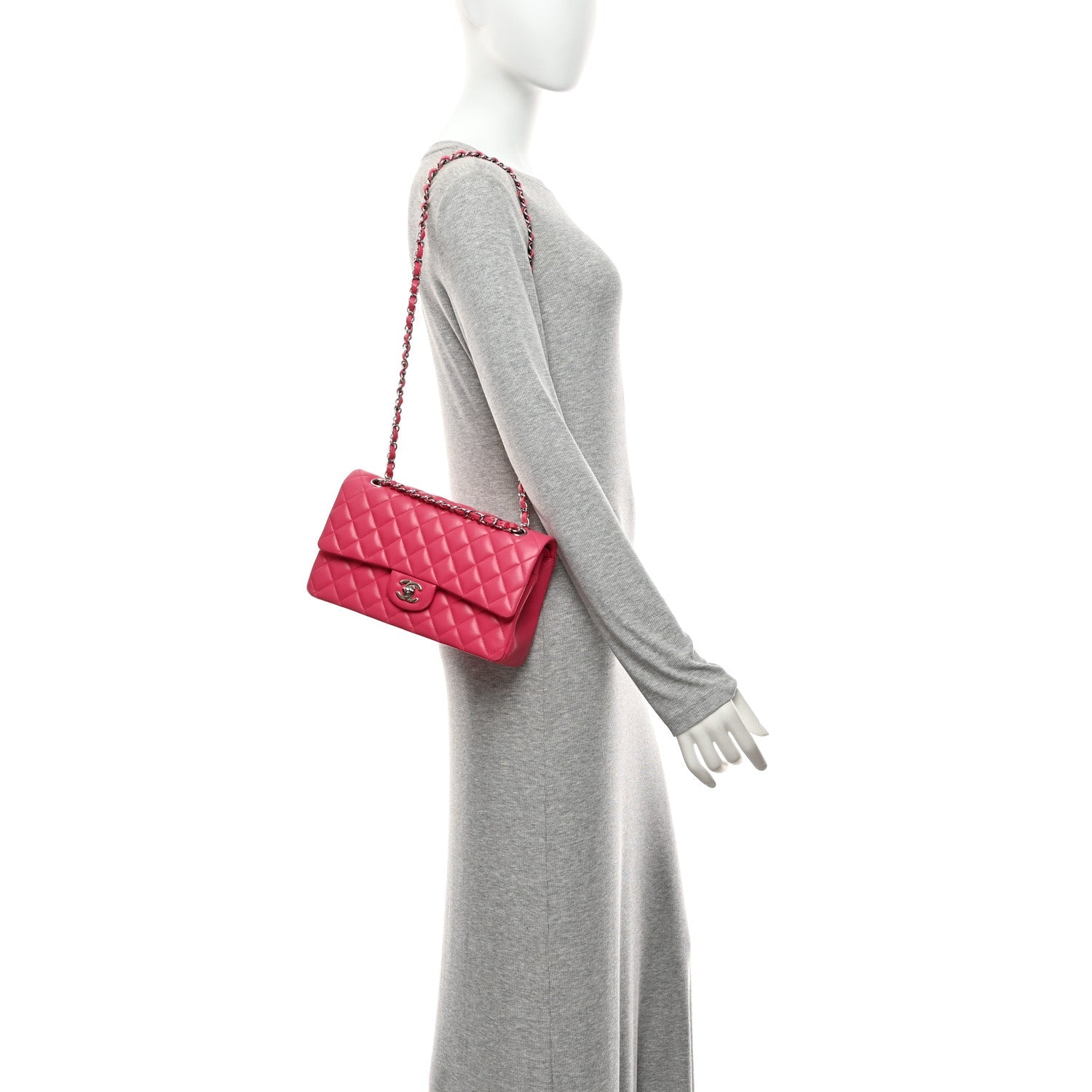 Lambskin Quilted Medium Double Flap Pink