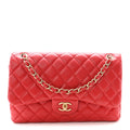 Lambskin Quilted Jumbo Double Flap Red
