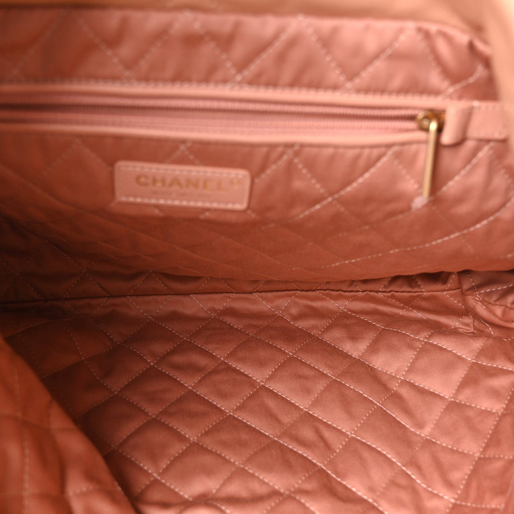 Shiny Calfskin Quilted Chanel 22 Beige