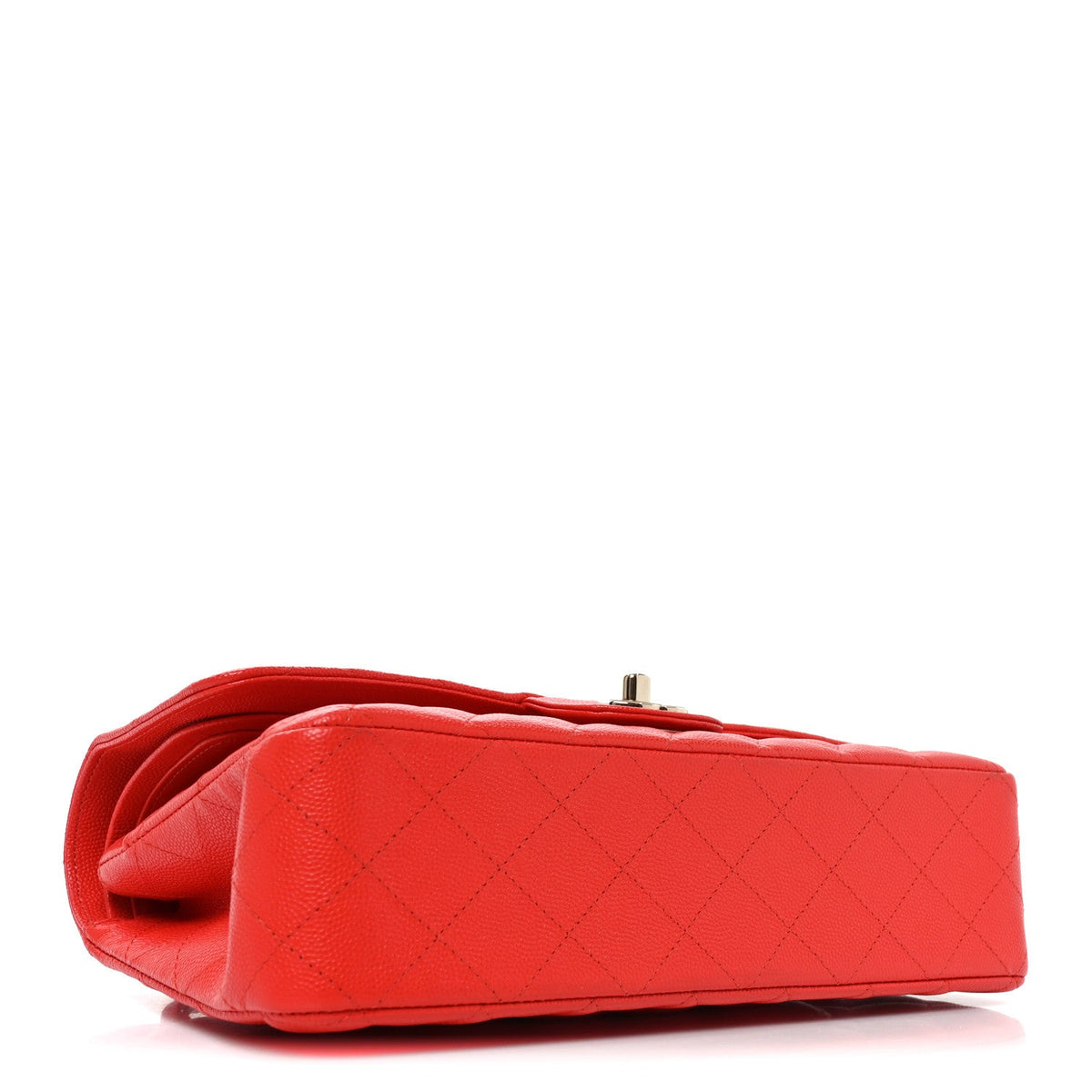 Caviar Quilted Medium Double Flap Red