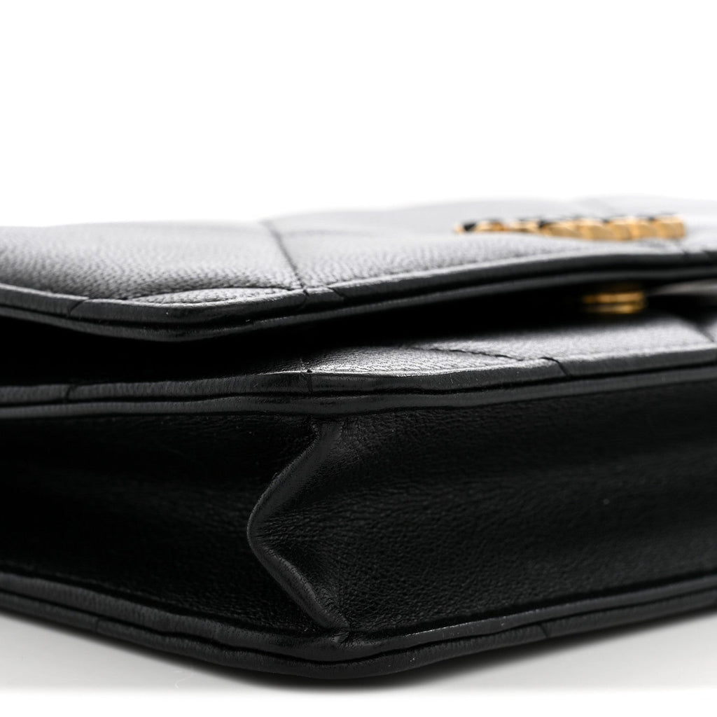 Lambskin Quilted Chanel 19 Wallet On Chain WOC Black