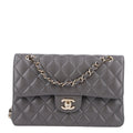Lambskin Quilted Small Double Flap Grey