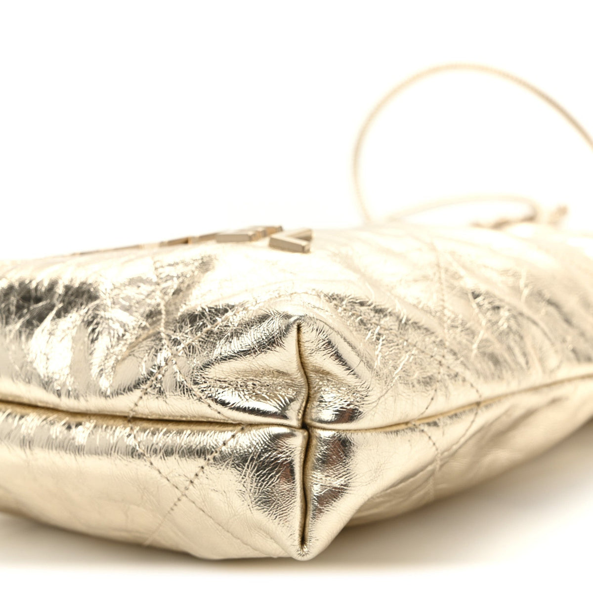Metallic Calfskin Quilted Mini Chanel 22 Golden