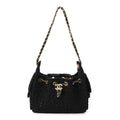Tweed Quilted Mini Chanel 25 Handbag Black