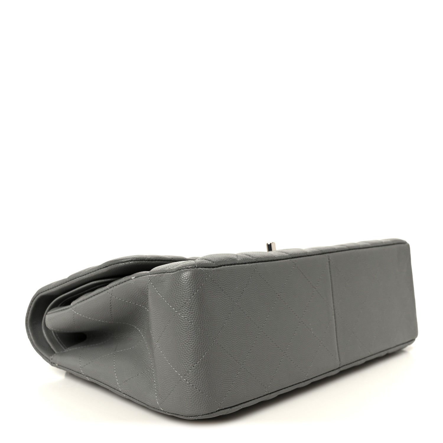 Caviar Quilted Jumbo Double Flap Grey