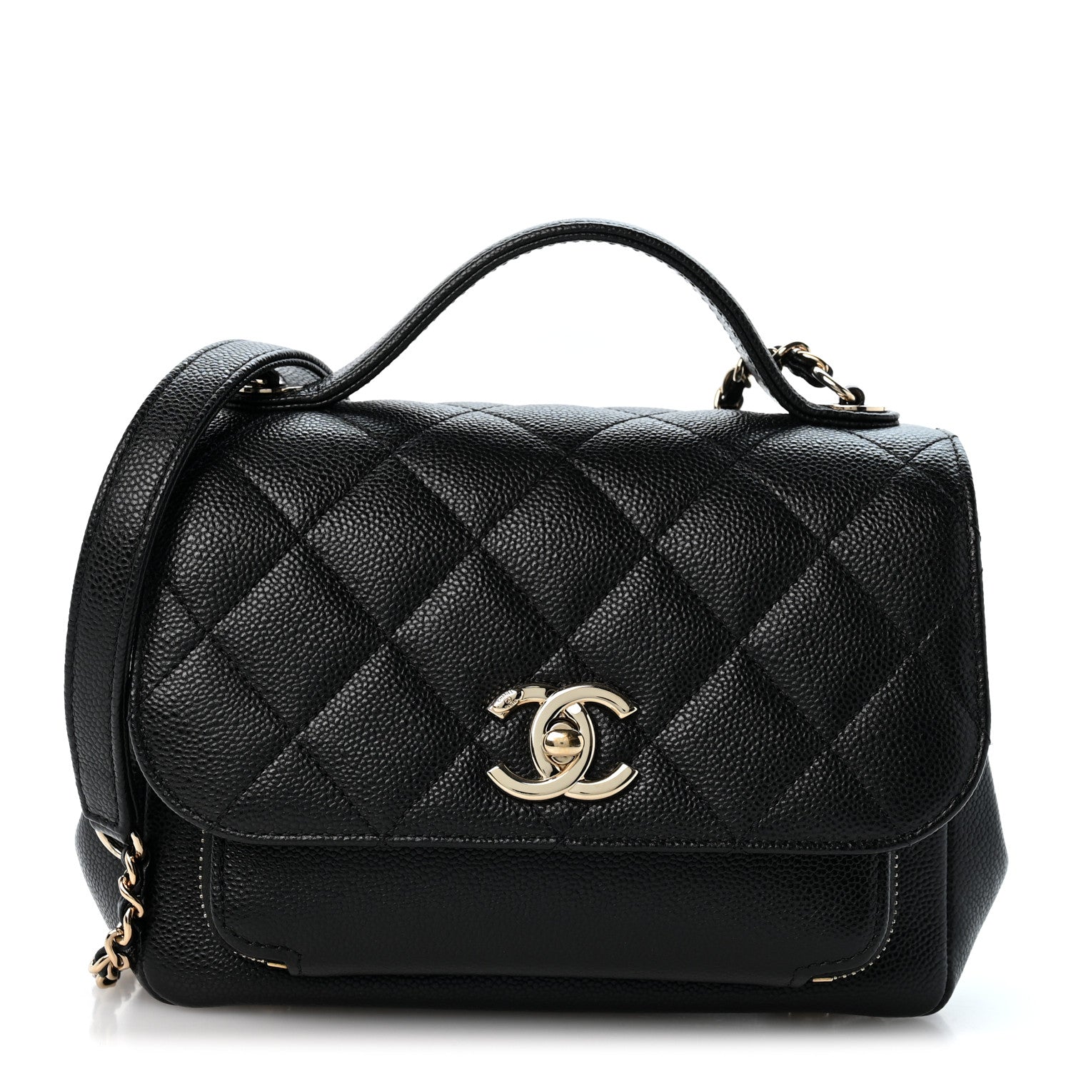 Caviar Quilted Small Business Affinity Flap Black