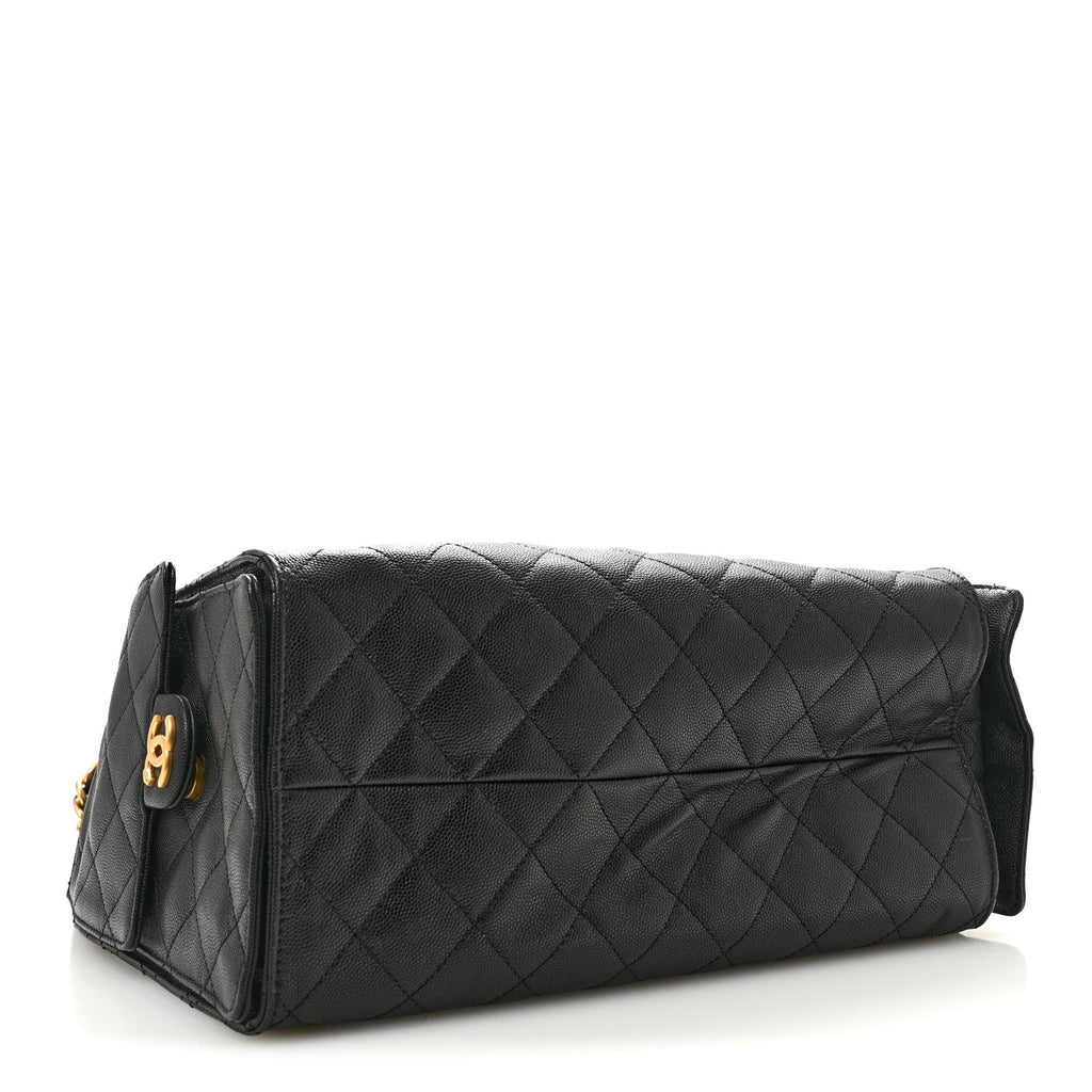 Caviar Quilted Medium Chanel 25 Handbag Black