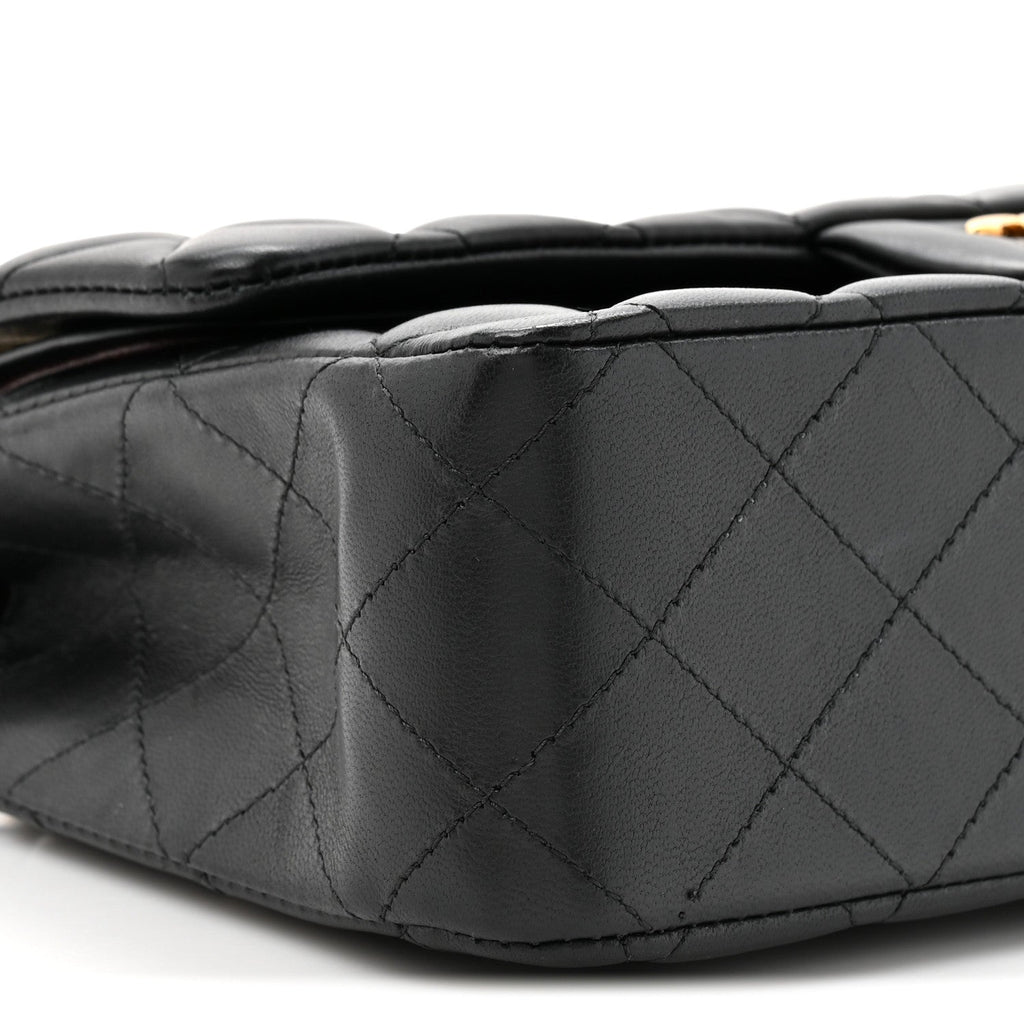 Lambskin Quilted Small Double Flap Black
