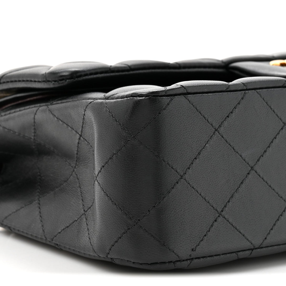 Lambskin Quilted Small Double Flap Black