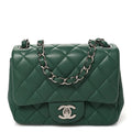 Lambskin Quilted Mini Square Flap Green