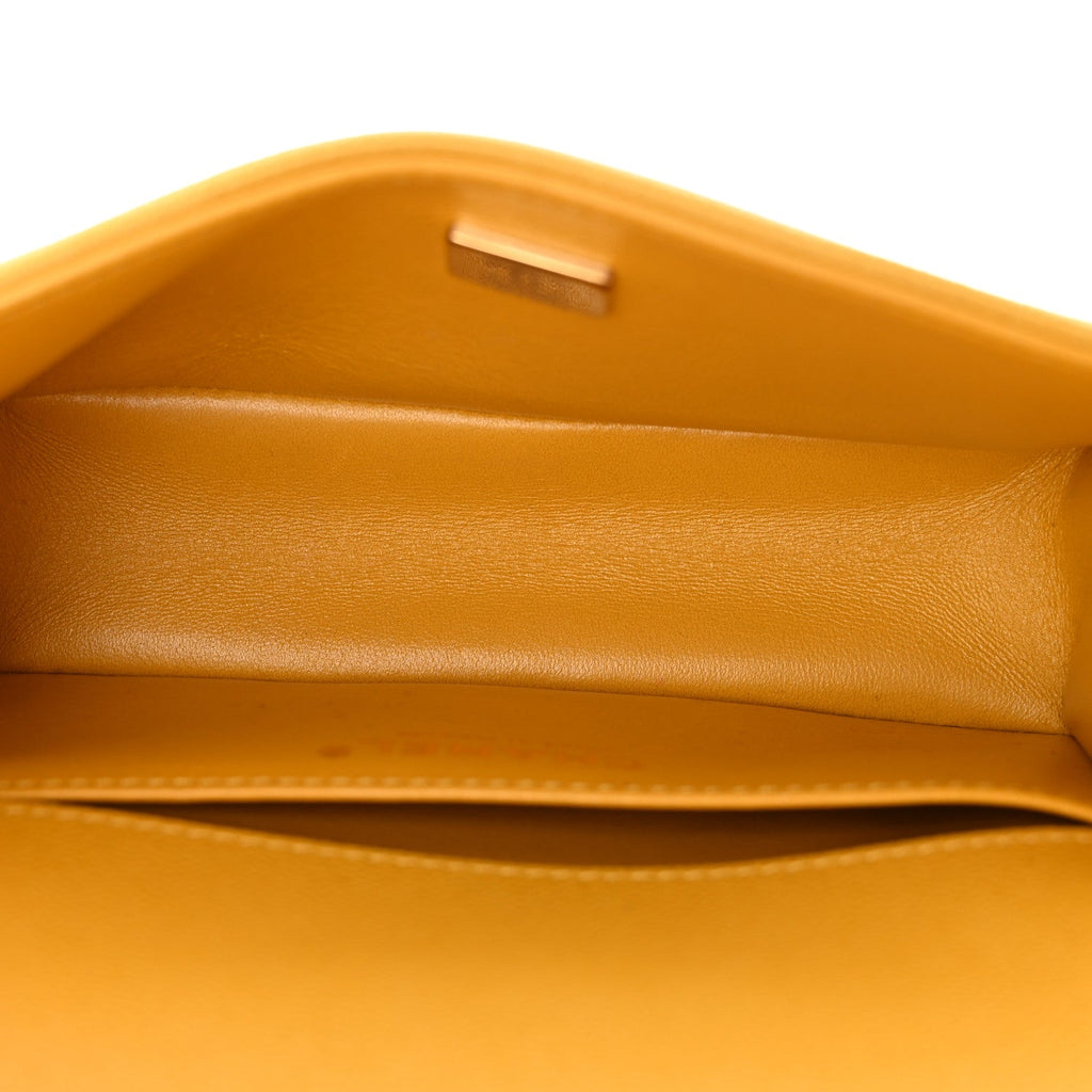 Lambskin Quilted Small Boy Flap Yellow