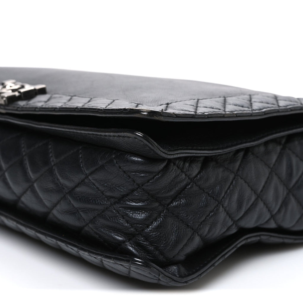 Calfskin Large Boy Reverso Flap Black