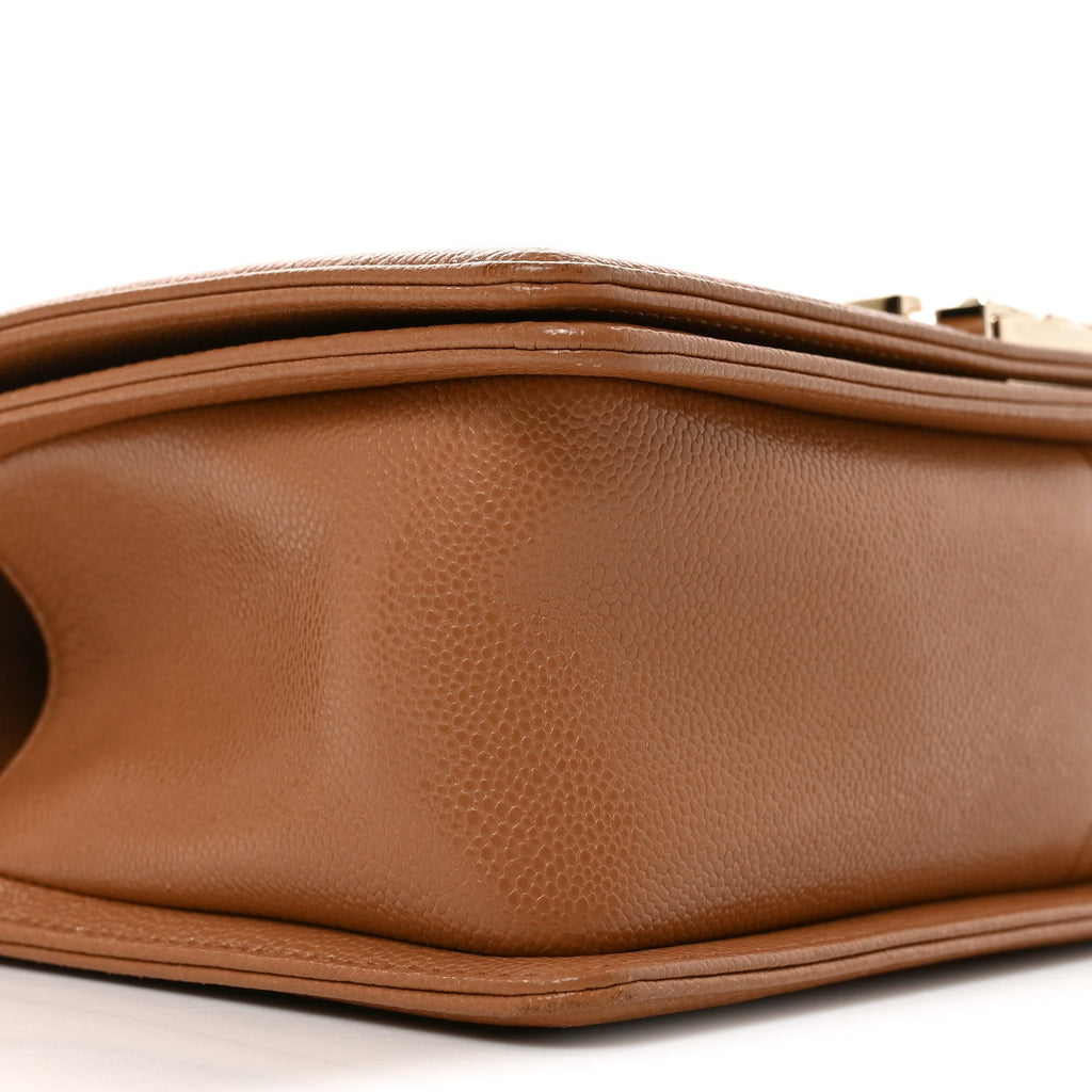 Caviar Quilted Medium Boy Flap Brown