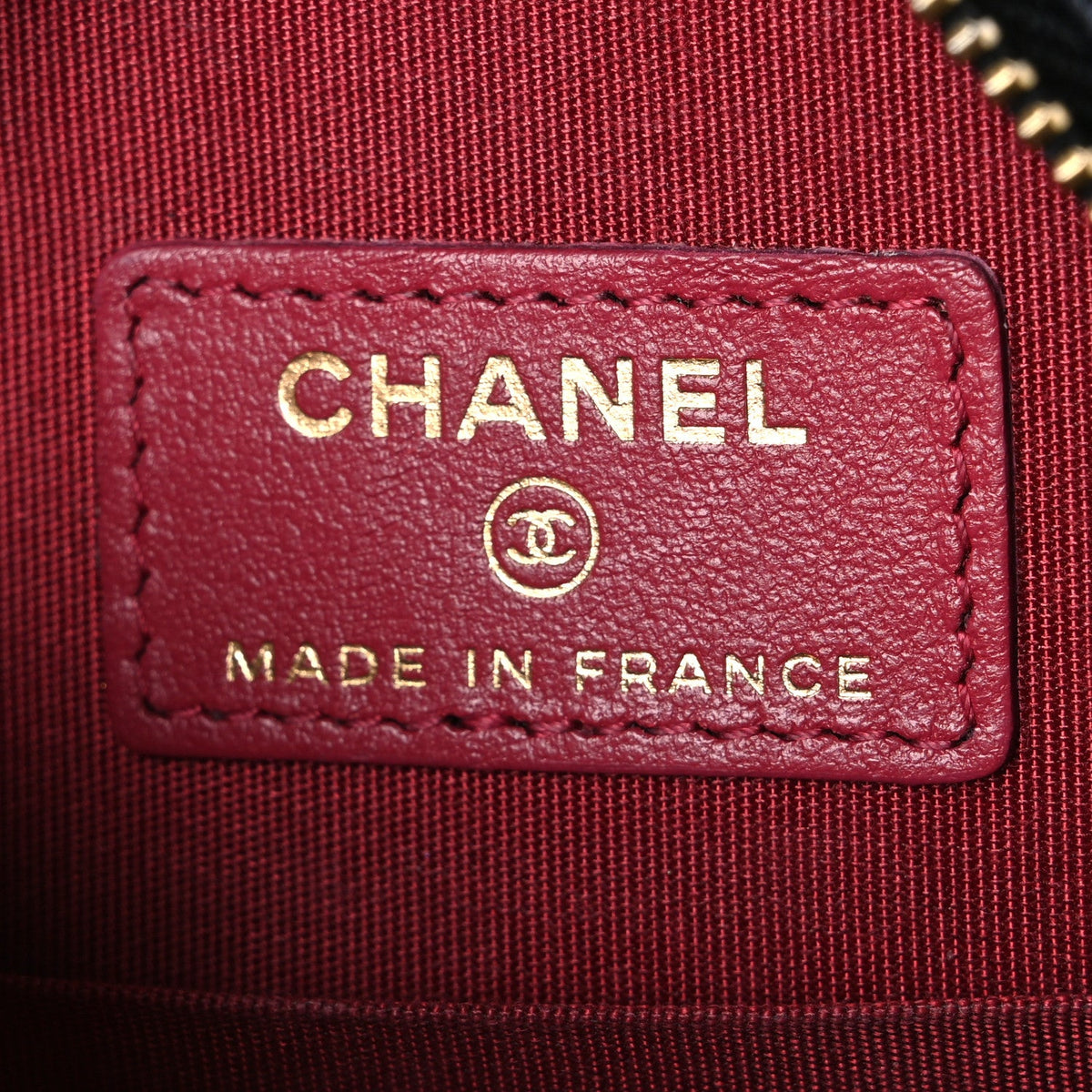 Lambskin Quilted Chanel 19 Round Clutch With Chain Black