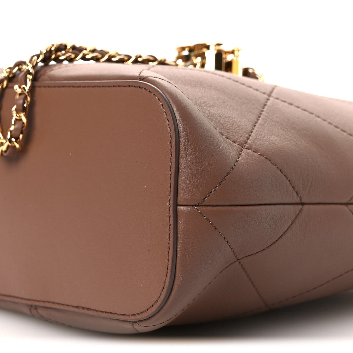 Calfskin Quilted Daily Trendy Shopping Bag Brown