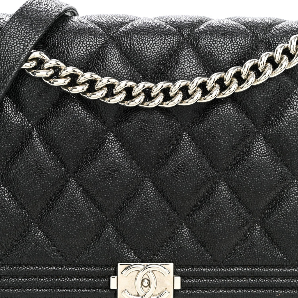 Caviar Quilted Boy Wallet On Chain WOC Black
