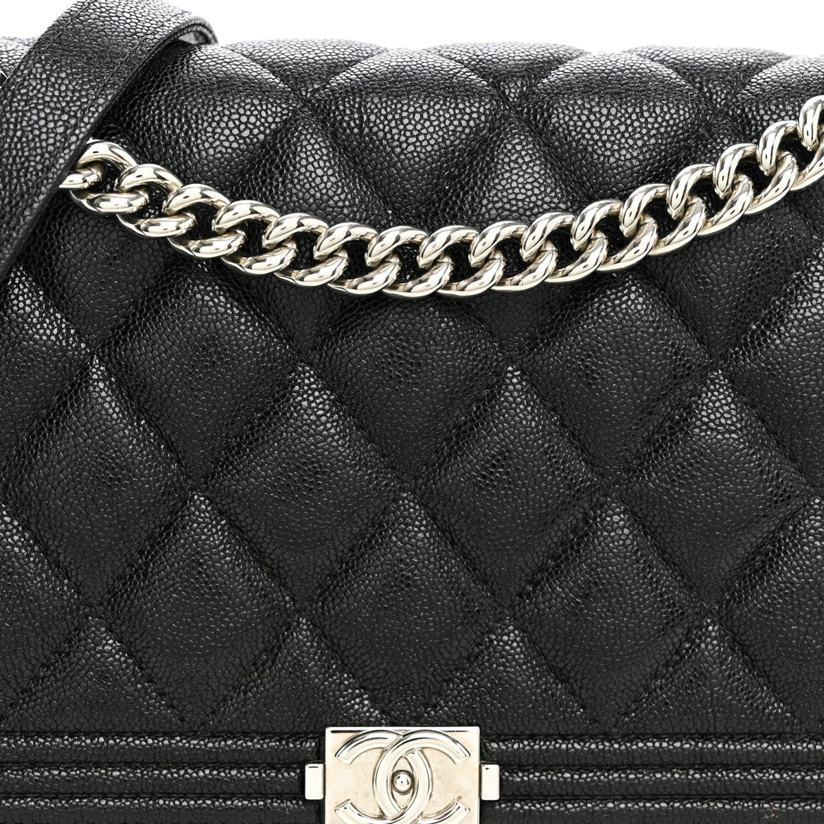 Caviar Quilted Boy Wallet On Chain WOC Black