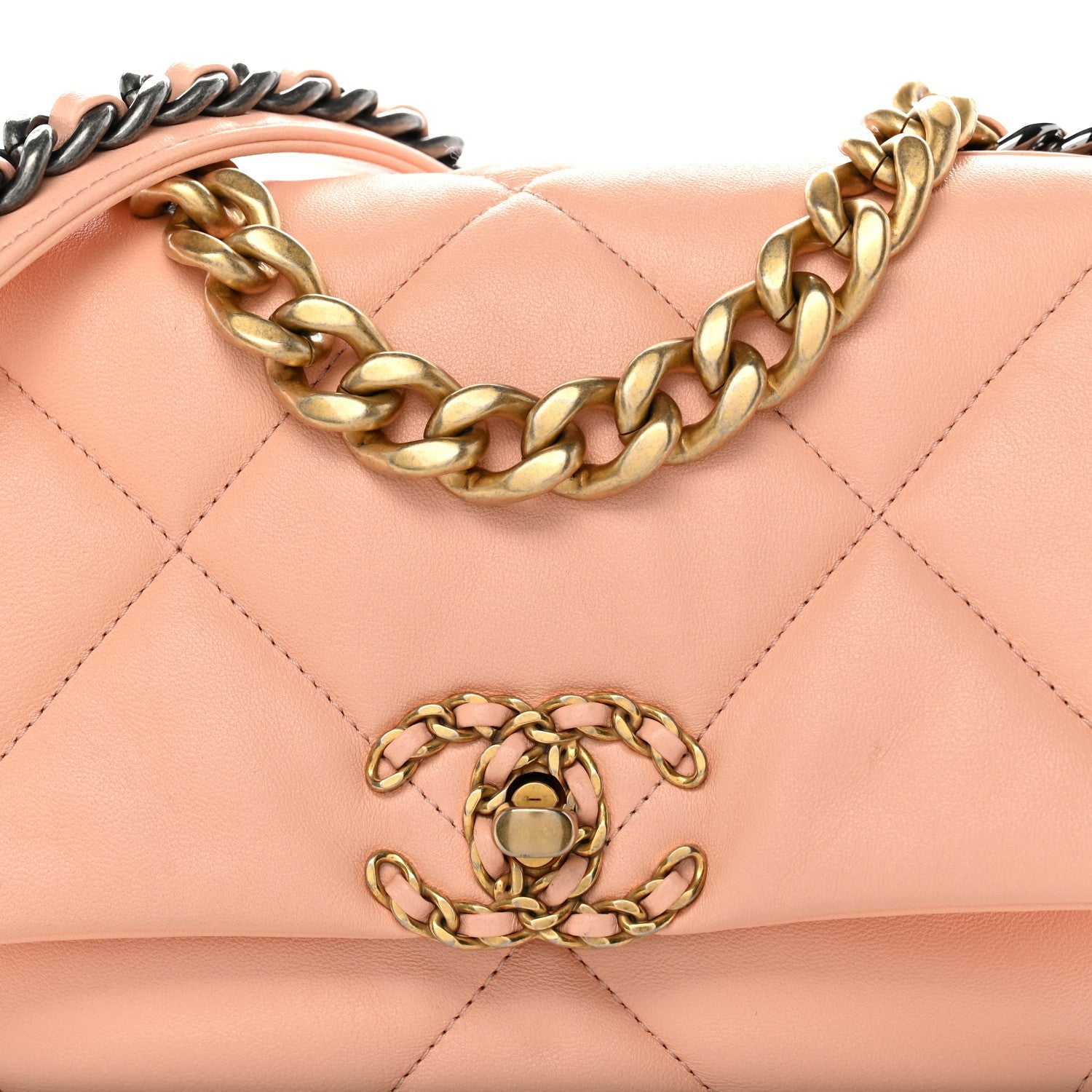 Goatskin Quilted Medium Chanel 19 Flap Light Pink