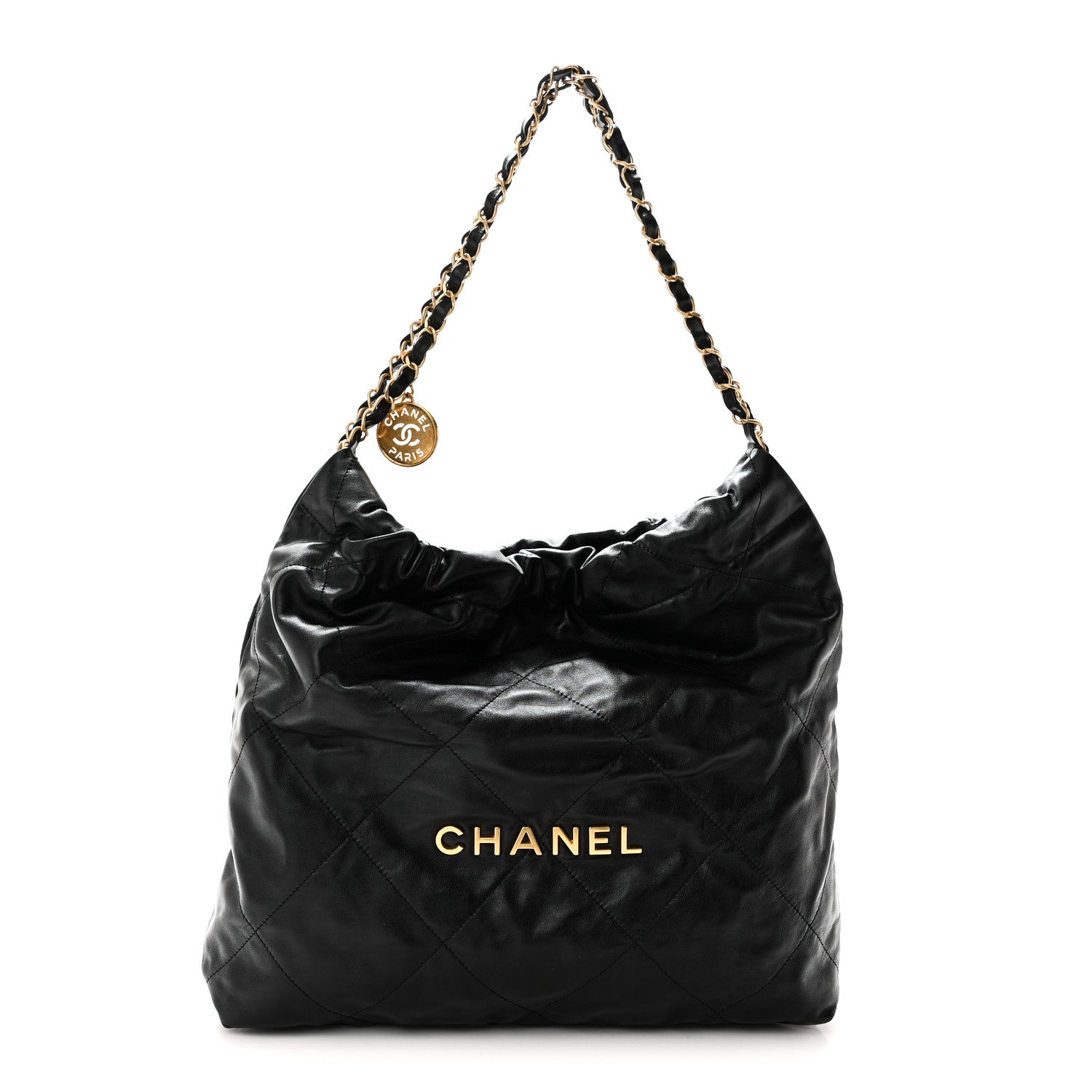 Shiny Calfskin Quilted Chanel 22 Black
