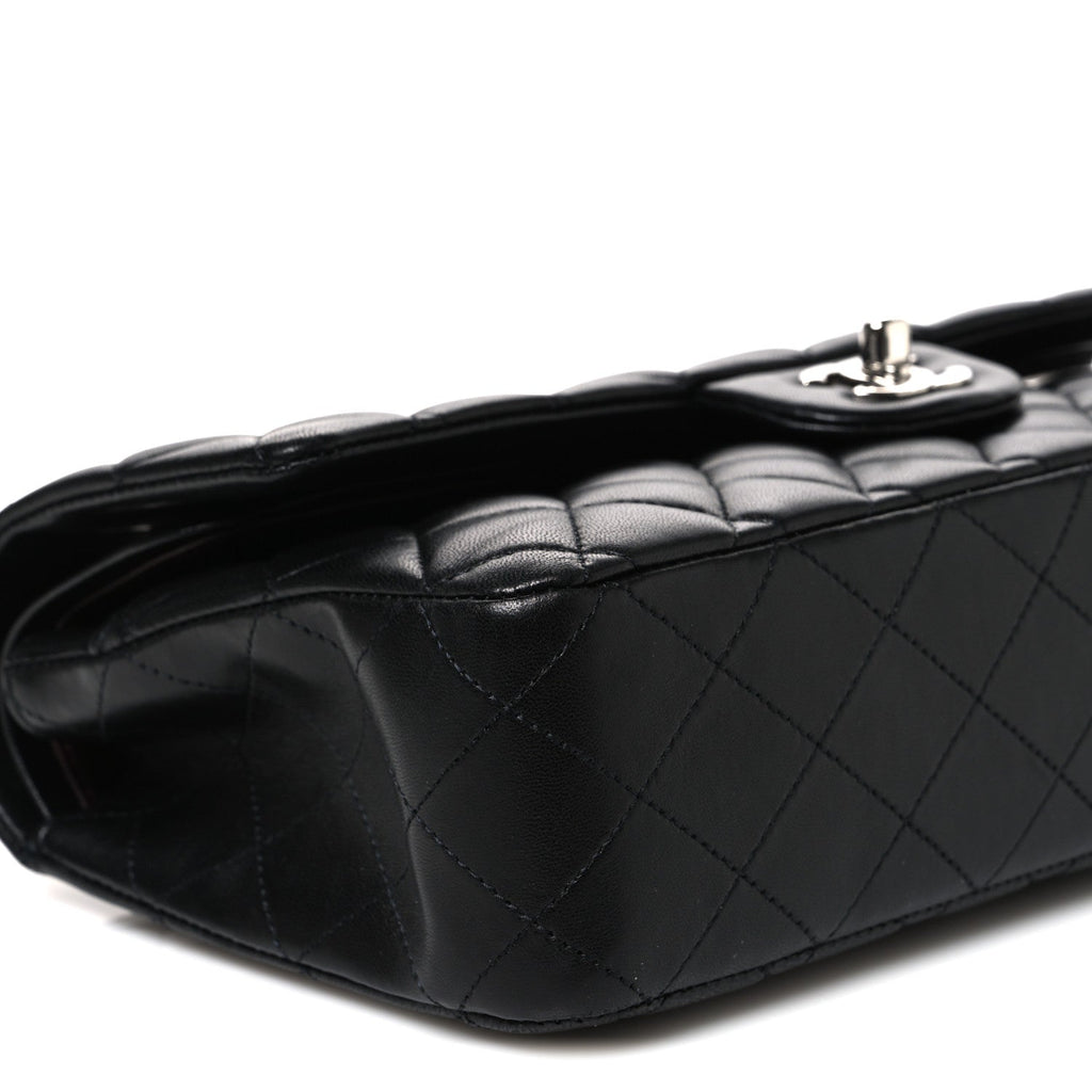 Lambskin Quilted Medium Double Flap Black