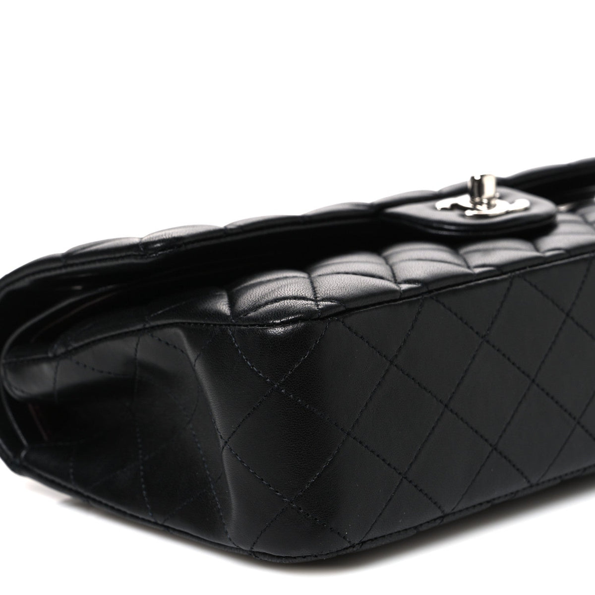 Lambskin Quilted Medium Double Flap Black