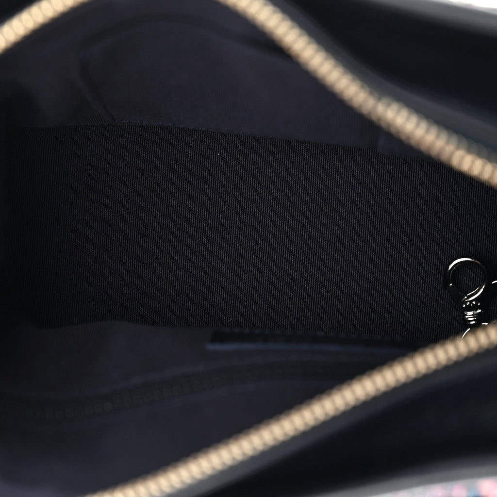 Tweed Calfskin Small Gabrielle Hobo Navy Blue Multicolor