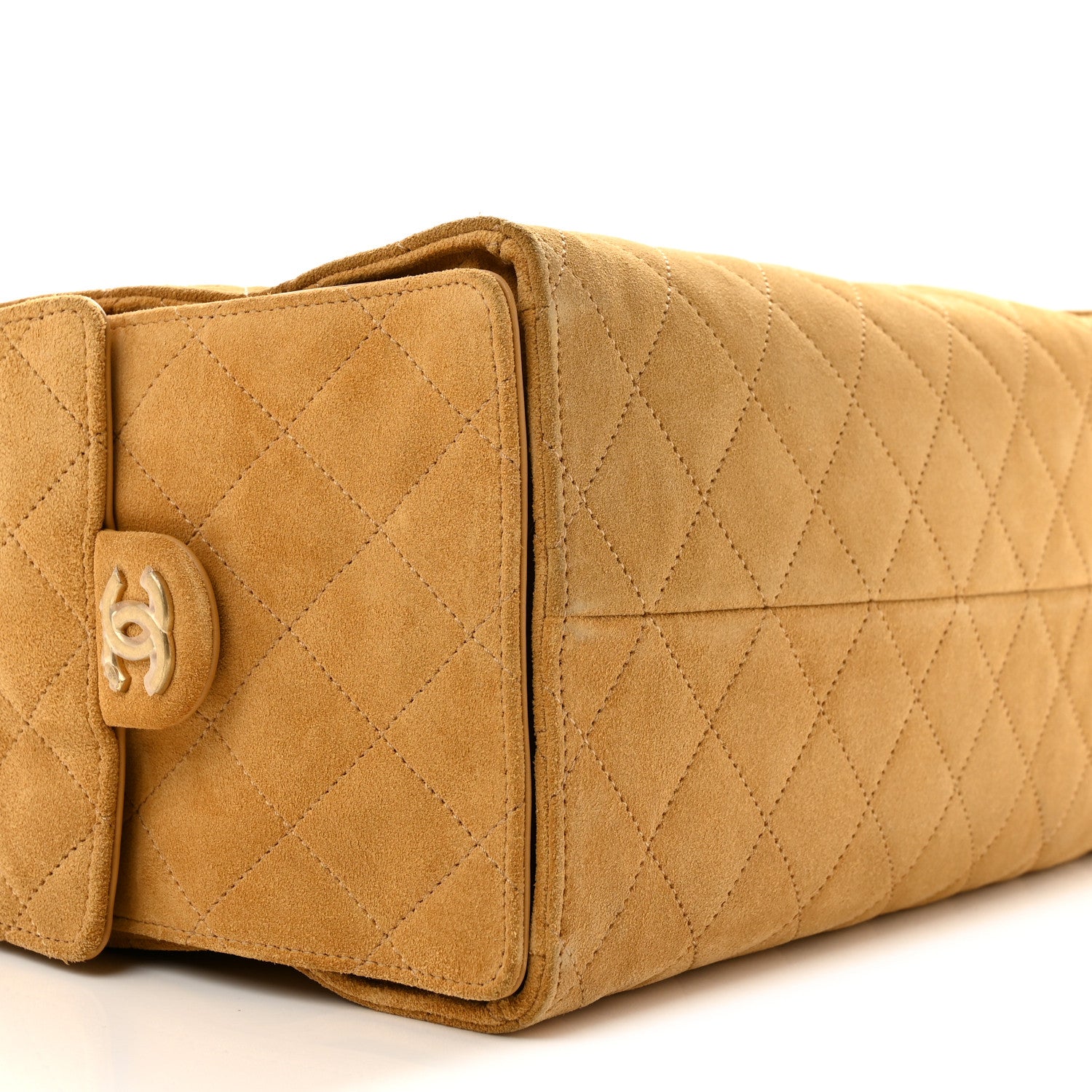 Suede Quilted Medium Chanel 25 Handbag Beige