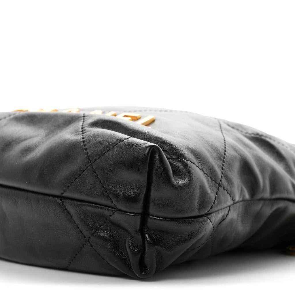 Shiny Calfskin Quilted Mini Chanel 22 Black
