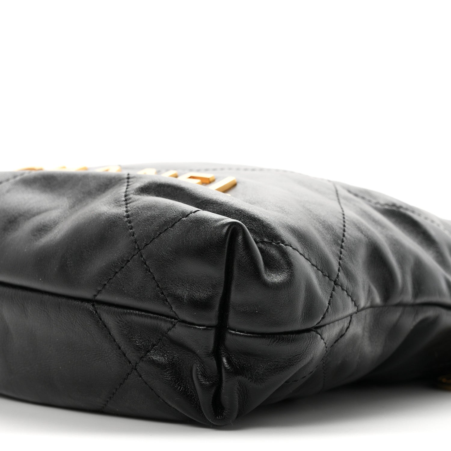 Shiny Calfskin Quilted Mini Chanel 22 Black