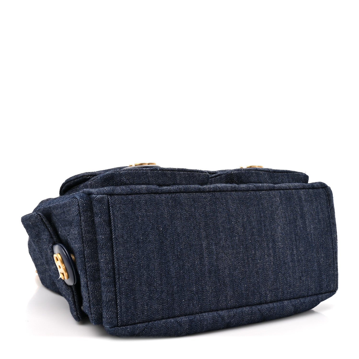Washed Denim Quilted Large Trendy Pockets Hobo Dark Blue