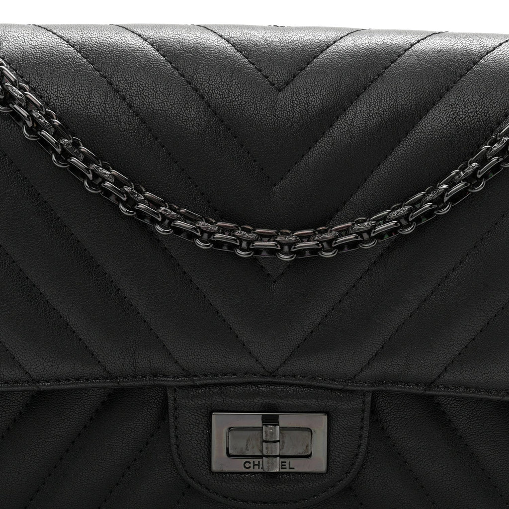 Sheepskin Chevron Quilted 2.55 Reissue 225 Double Flap So Black