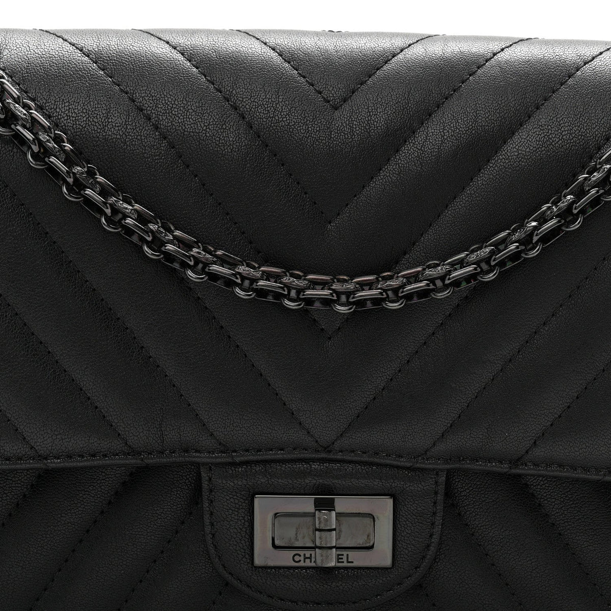 Sheepskin Chevron Quilted 2.55 Reissue 225 Double Flap So Black