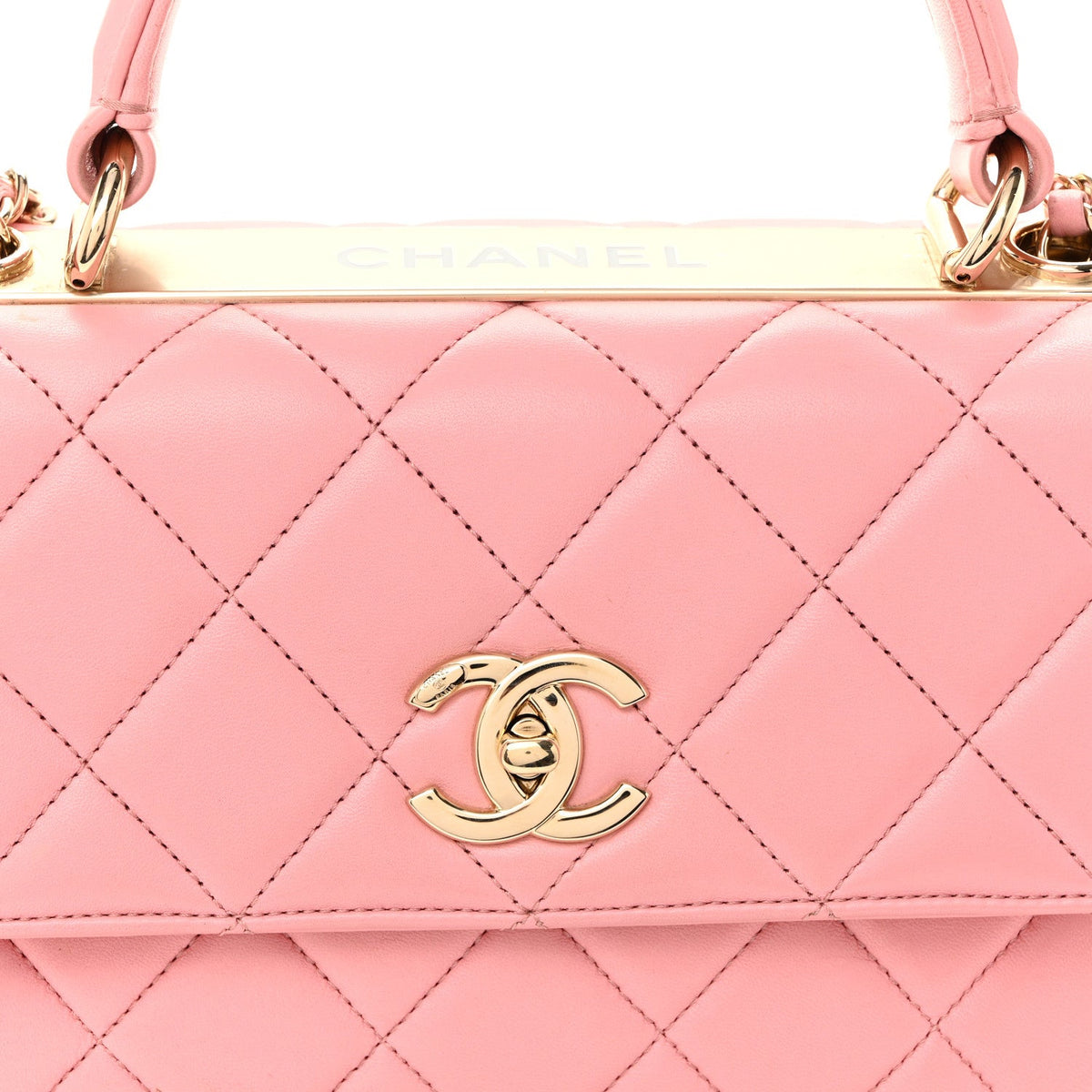 Lambskin Quilted Small Trendy CC Flap Dual Handle Bag Light Pink