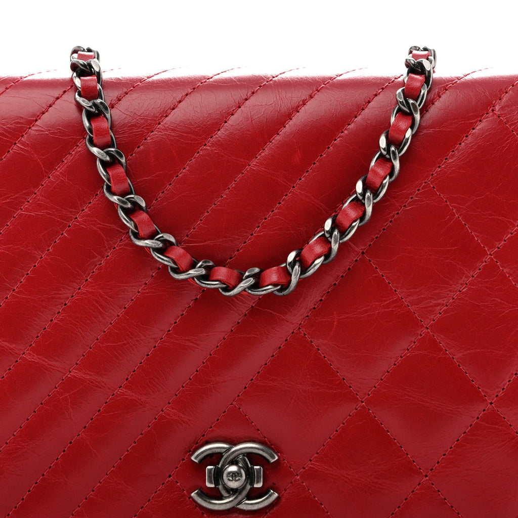 Glazed Calfskin Quilted Coco Boy Wallet On Chain WOC Red