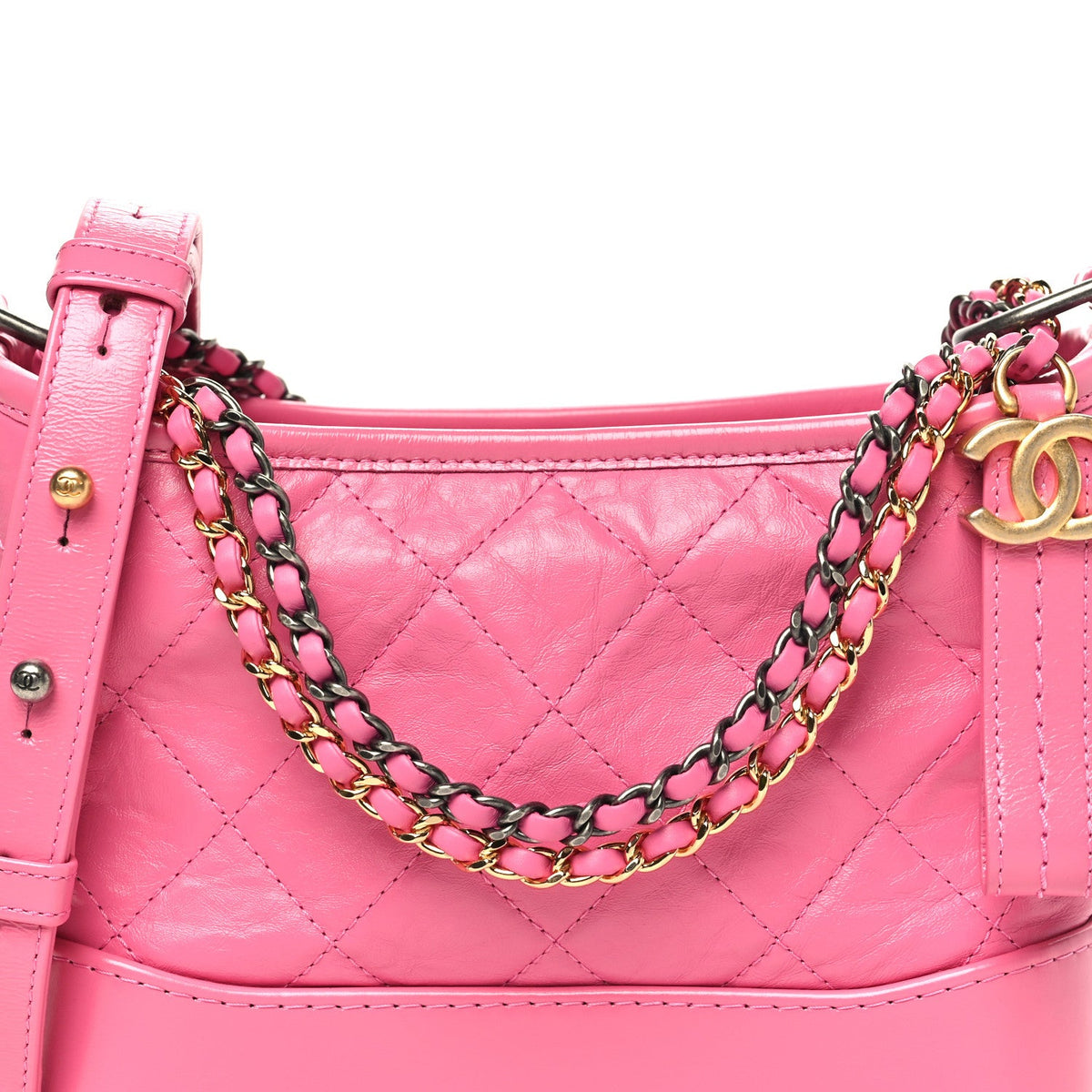 Aged Calfskin Quilted Small Gabrielle Hobo Pink