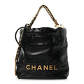Shiny Calfskin Quilted Mini Chanel 22 Black