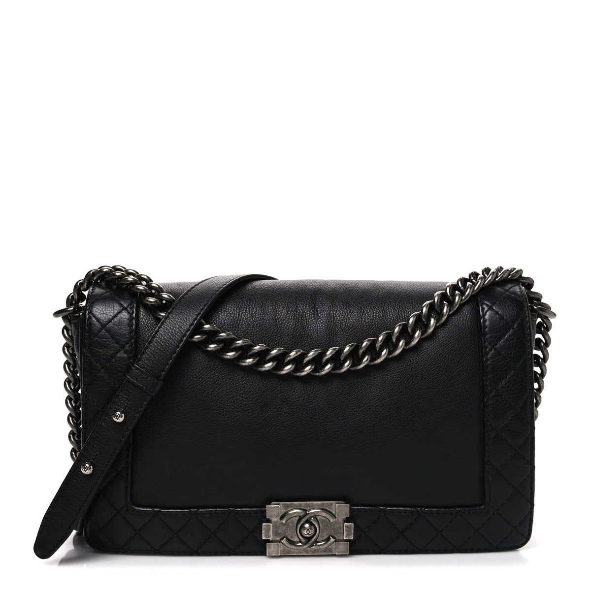 Calfskin New Medium Boy Reverso Flap Black