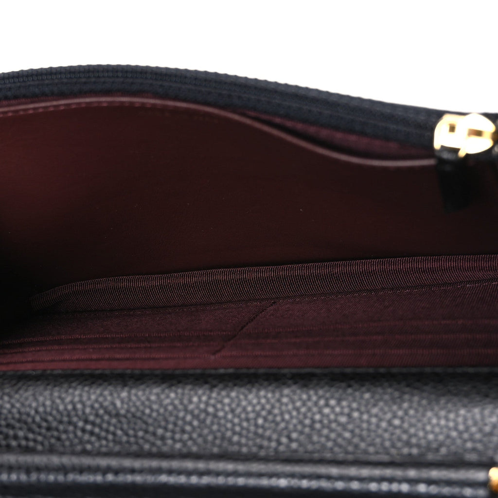 Caviar Quilted Wallet on Chain WOC Black