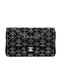 Velvet Crystal Medium Double Flap Black