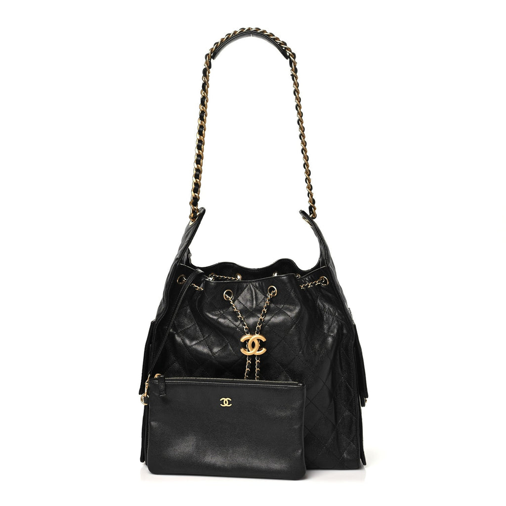 Caviar Quilted Medium Chanel 25 Handbag Black