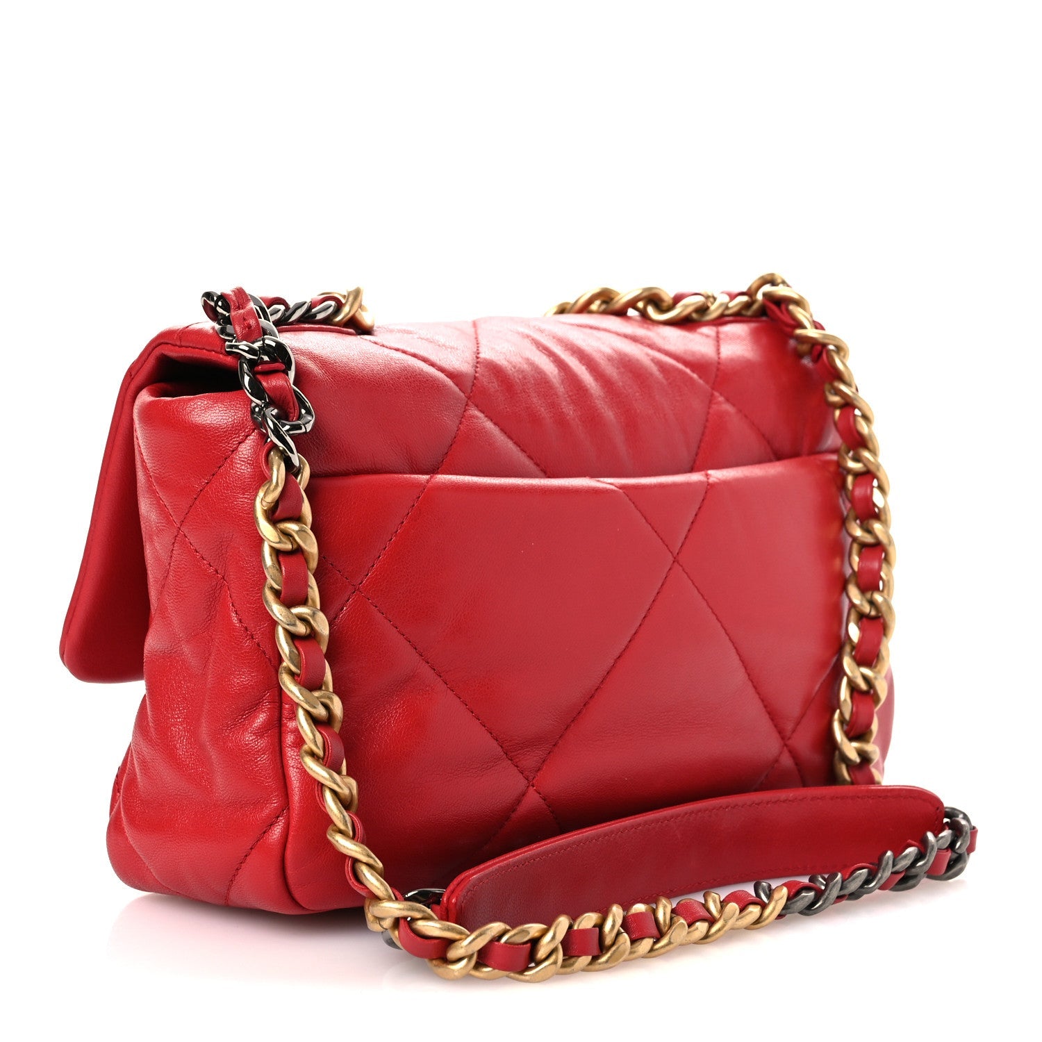 Lambskin Quilted Medium Chanel 19 Flap Red