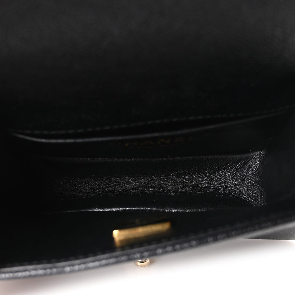 Caviar Chevron Quilted Mini Boy Flap Black