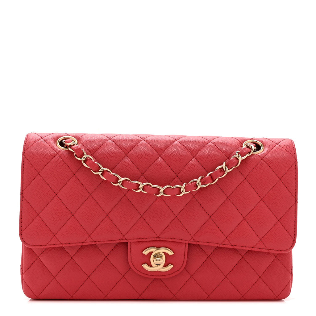 Caviar Quilted Medium Double Flap Pink