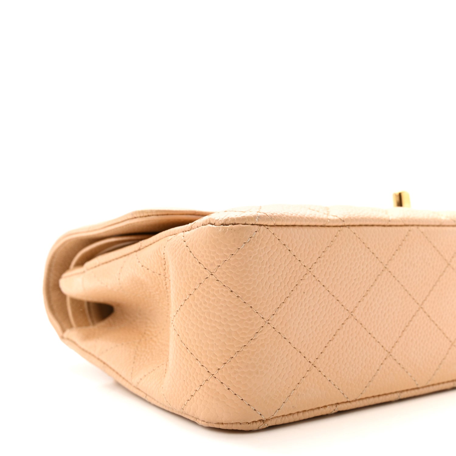 Caviar Quilted Medium Double Flap Beige