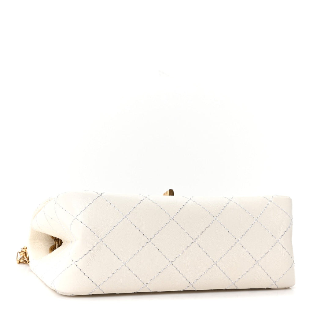 Aged Calfskin Quilted 2.55 Reissue Mini Flap White